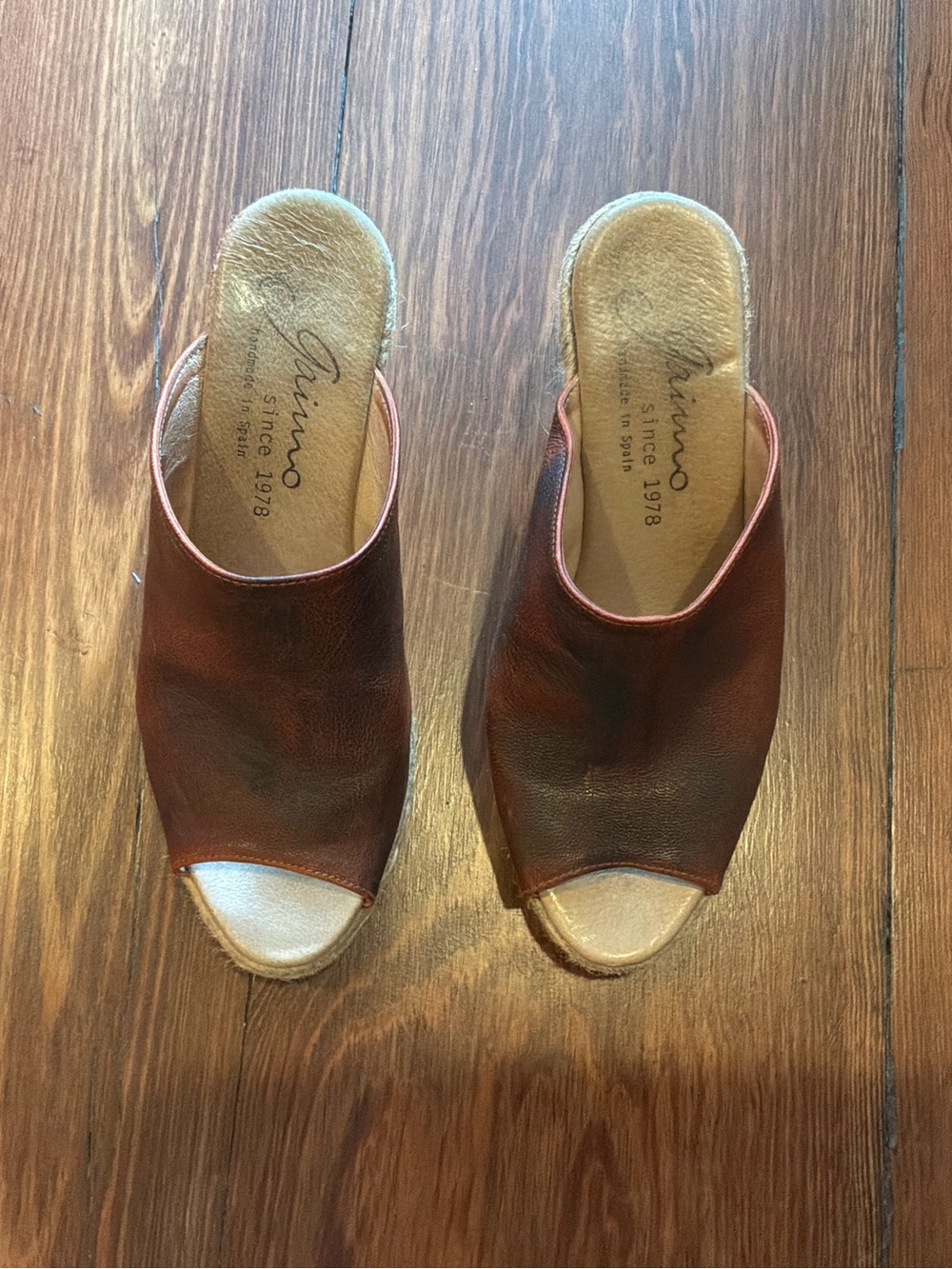 Gaimo Brown Leather Open-Toe Mule Slides